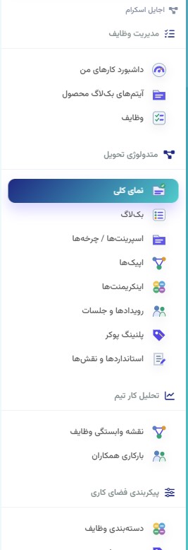 Scrum workspace navigation
